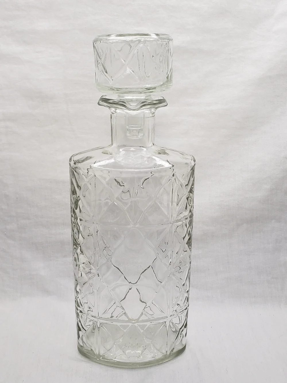 Vintage Clear Glass Cut-Pattern Decanter